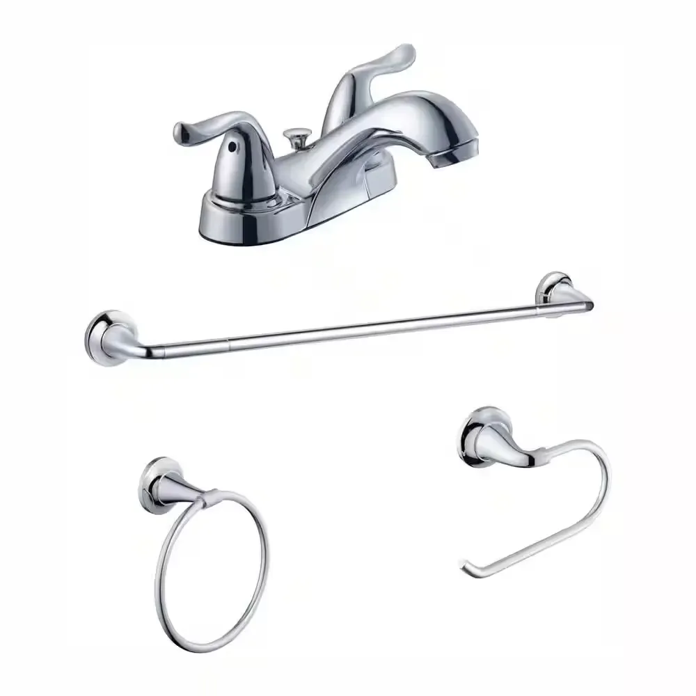Constructor 4 in. Centerset 2-Handle Bathroom Faucet and Bath Accessory Value Kit in Chrome - image 1