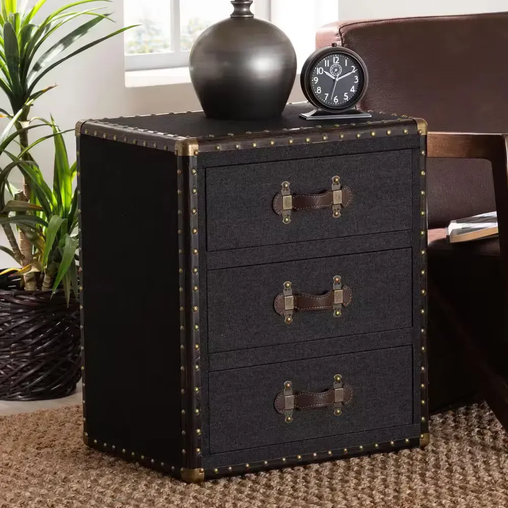 Mallison 20.9 in. Black Rectangle Canvas End Table - image 1
