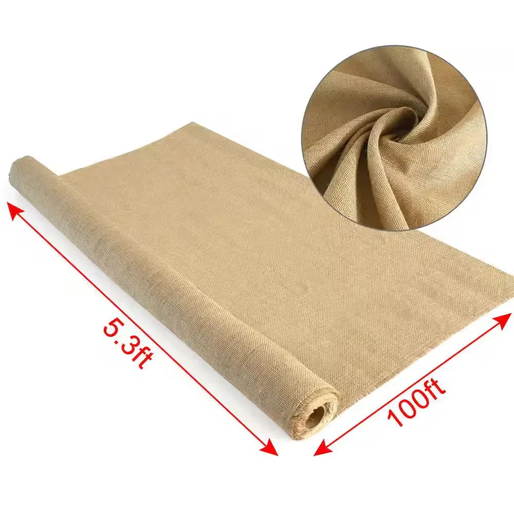 5.3 ft. x 100 ft. Gardening Burlap Roll - Natural Burlap Fabric for Weed Barrier (2-Pack) - image 1