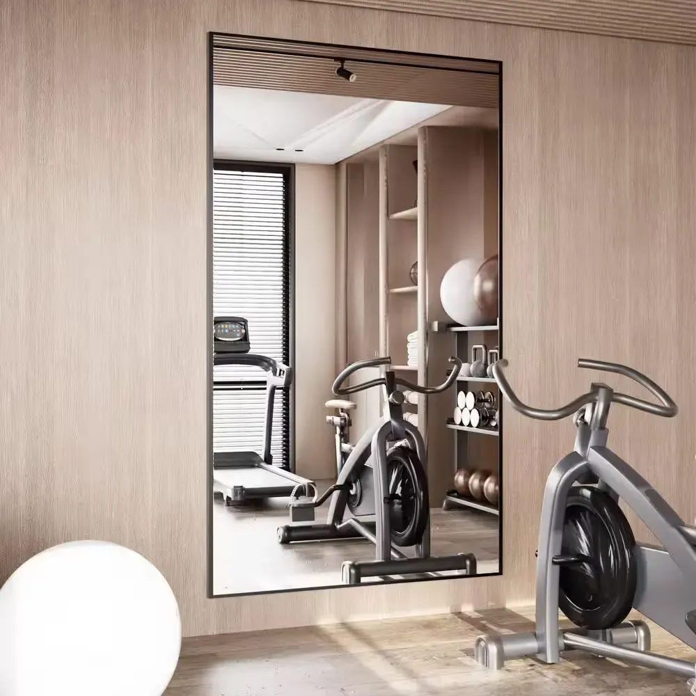 32 in. W. x 71 in. H Oversized Aluminum Alloy Rectangle Full Length Black Wall Mounted/Standing Mirror Floor Mirror - image 1