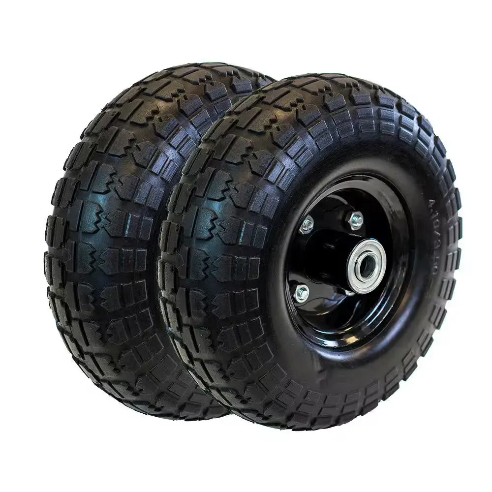 10" Flat Free Replacement Wheel for Garden Equipment 2-Pack - image 1