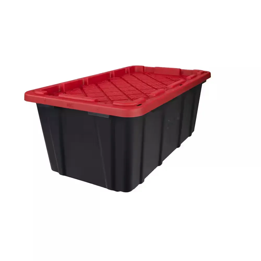 40 Gal. Tough Storage Tote in Black with Red Lid - image 1
