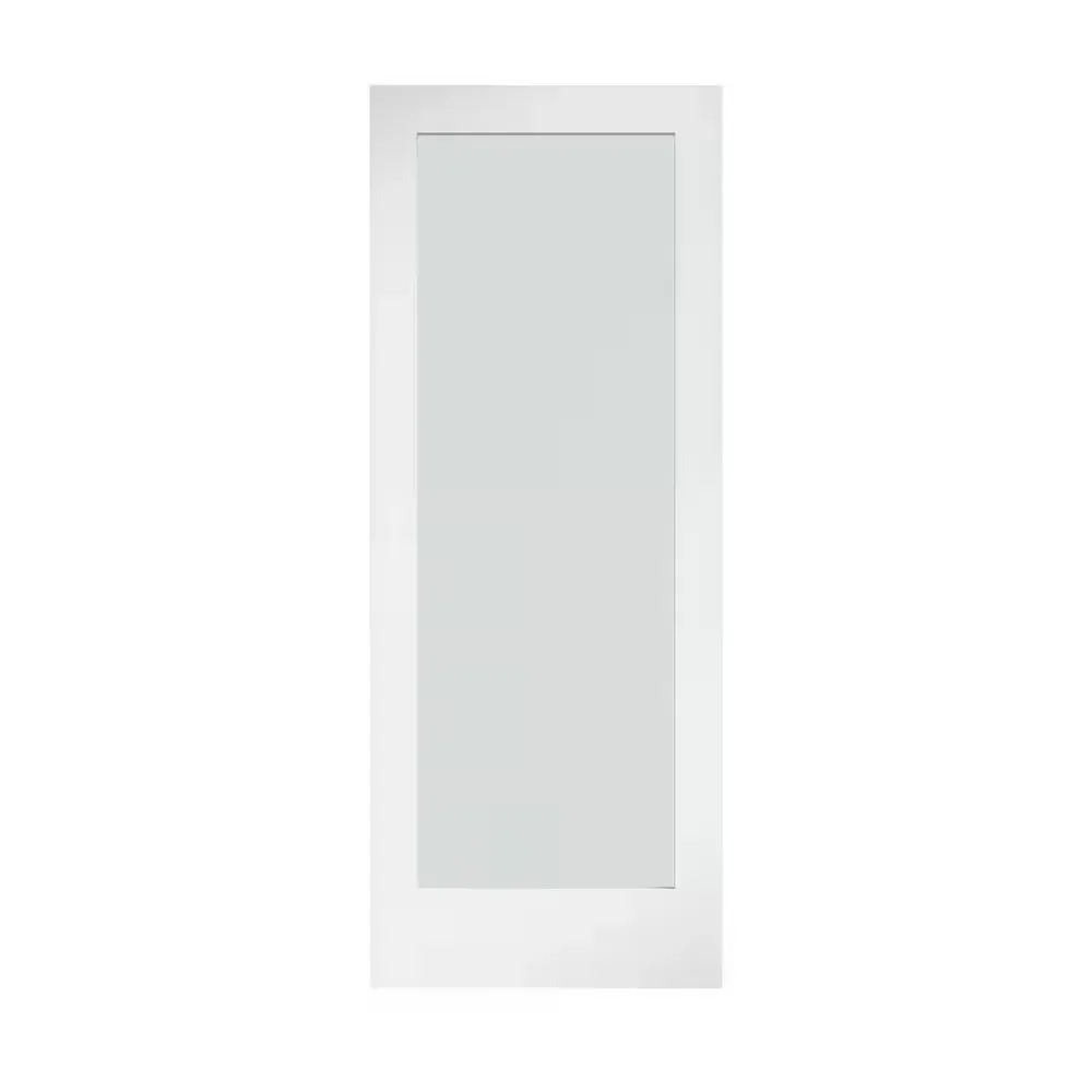 28 in. x 80 in. x 1-3/8 in. 1-Lite Solid Core Frosted Glass Shaker White Primed Wood Interior Door Slab - image 1