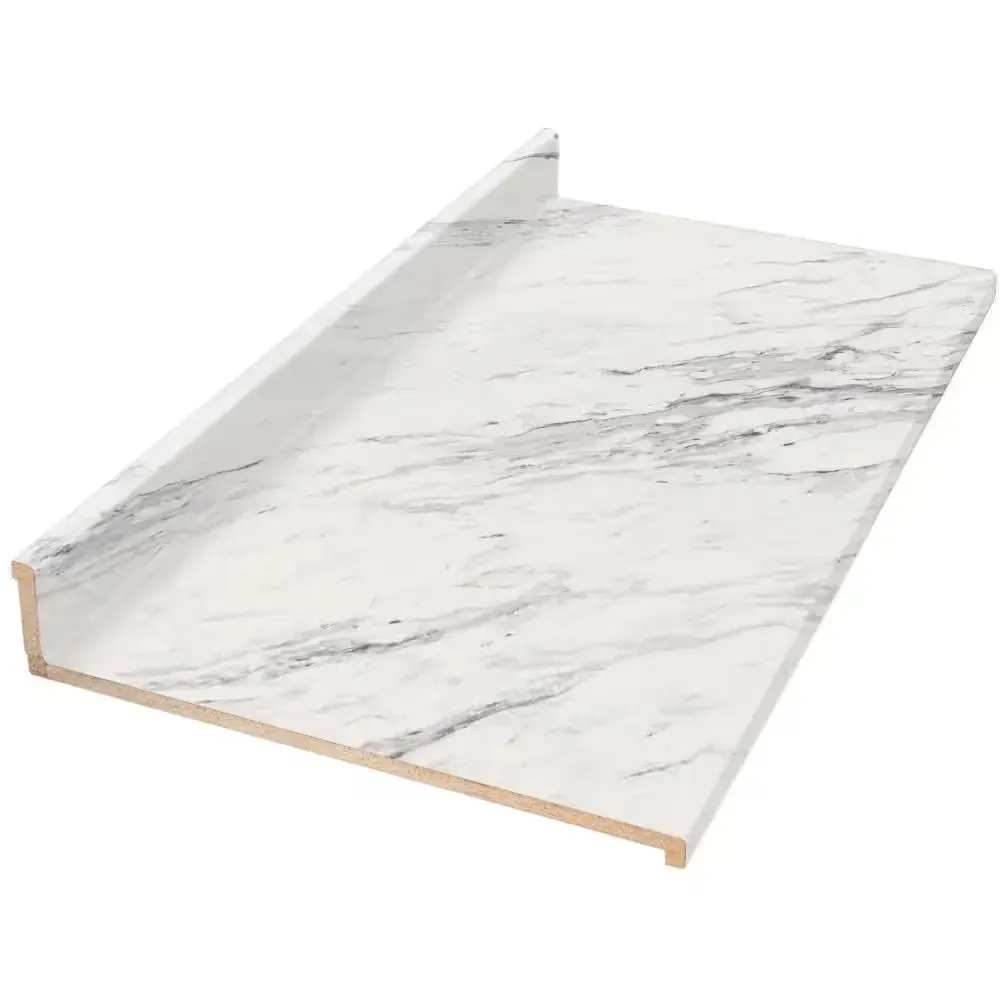 6 ft Straight Laminate Countertop in Textured Calcutta Marble with Eased Edge and Integrated Backsplash - image 1