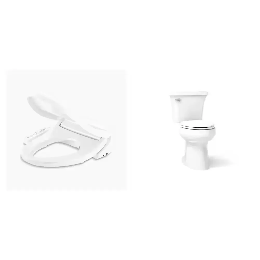 Pure Wash E580 Electric Bidet Seat and Highline Arc 12 in. Toilet with Soft Close Seat Combo - image 1