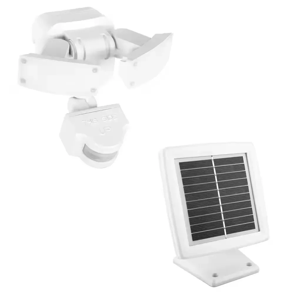 180° White Motion Sensor Solar Powered Outdoor 2-Head LED Security Flood Light 500 Lumens - image 1