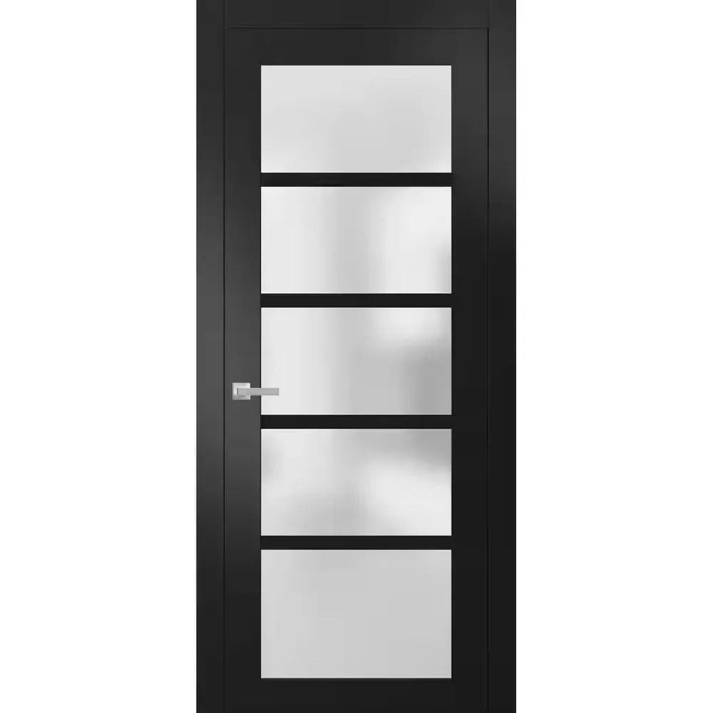 **broken frame**4002 36 in. x 80 in. Left-Hand/Inswing Solid Frosted Glass Black Matte Single Prehung Interior Door with Hardware - image 1