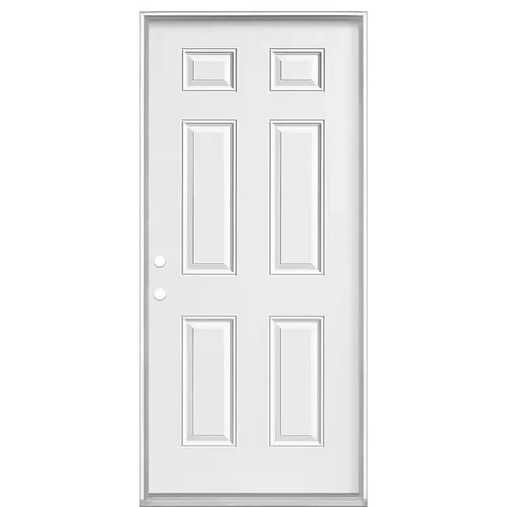 Masonite 36 in. x 80 in. Premium 6-Panel Left Hand Inswing Primed Steel Prehung Front Door with No Brickmold - image 1