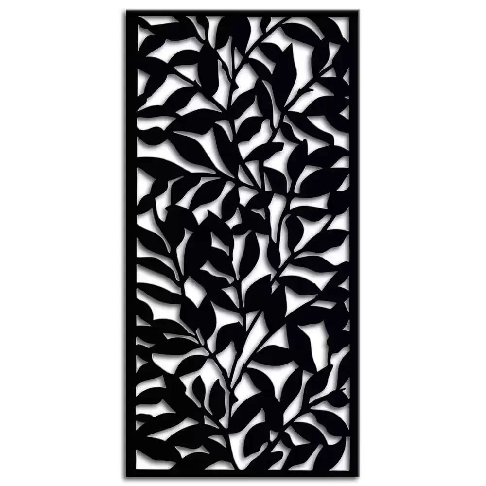 Tangle 3 ft. x 6 ft. Powder Coated Steel Decorative Screen Panel in Black with 6-Screws - image 1