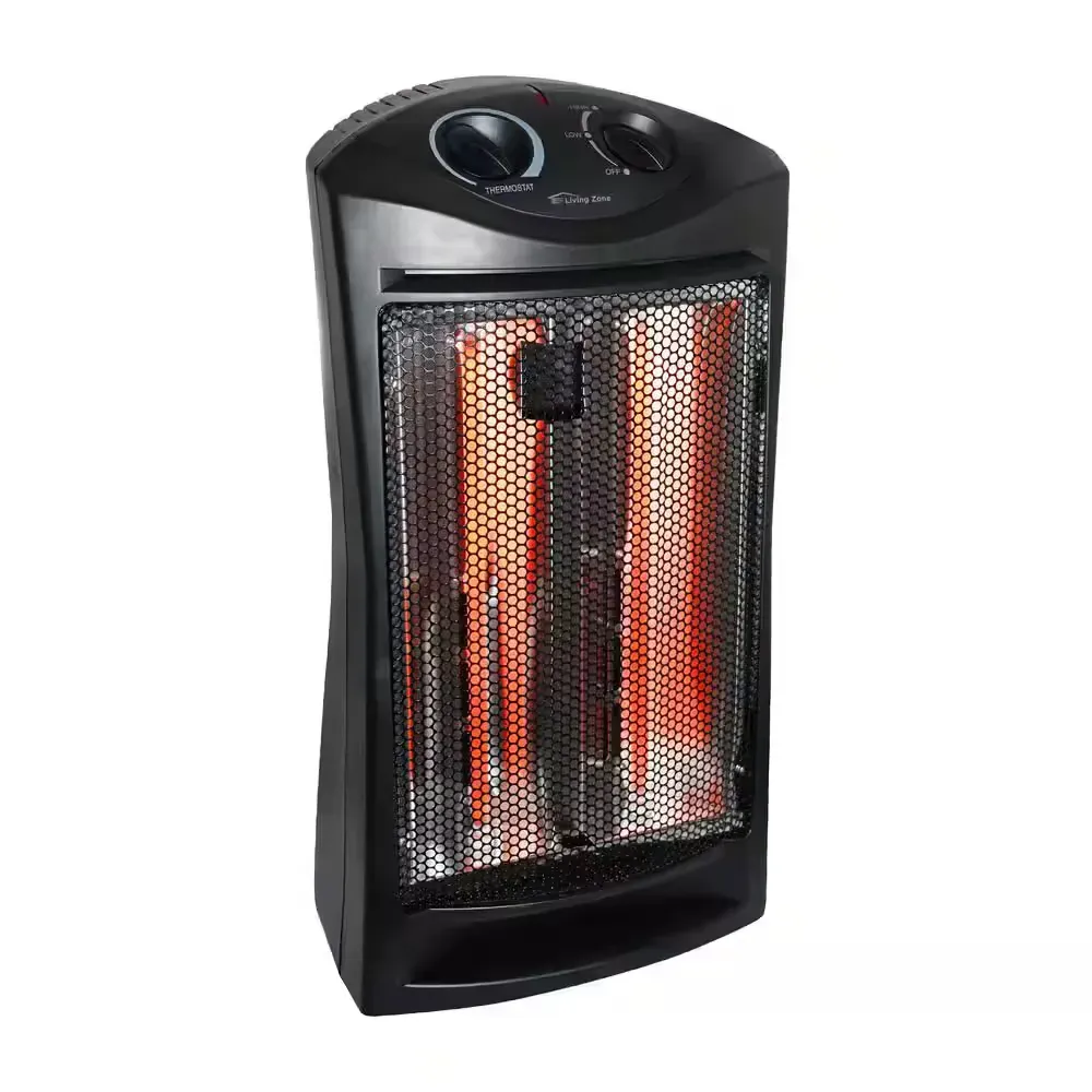 1500-Watt Black Electric Tower Quartz Infrared Space Heater with Thermostat - image 1