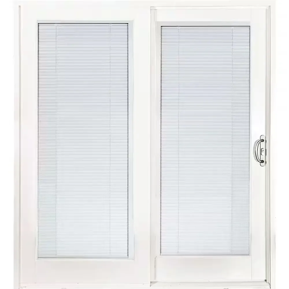 *** One side of the door comes out of the frame ***71 in. x 80 in. Smooth White Right-Hand Composite Sliding Patio Door with Low-E Built in Blinds - image 1