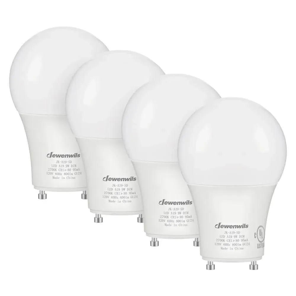 DEWENWILS 60-Watt Equivalent A19 Dimmable GU24 LED Light Bulb in 2700K Warm White (4-Pack) - image 1