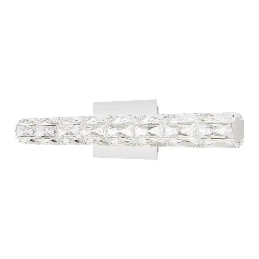 Keighley 24 in. Integrated LED Chrome Bathroom Vanity Light Fixture with Crystal Shade - image 1