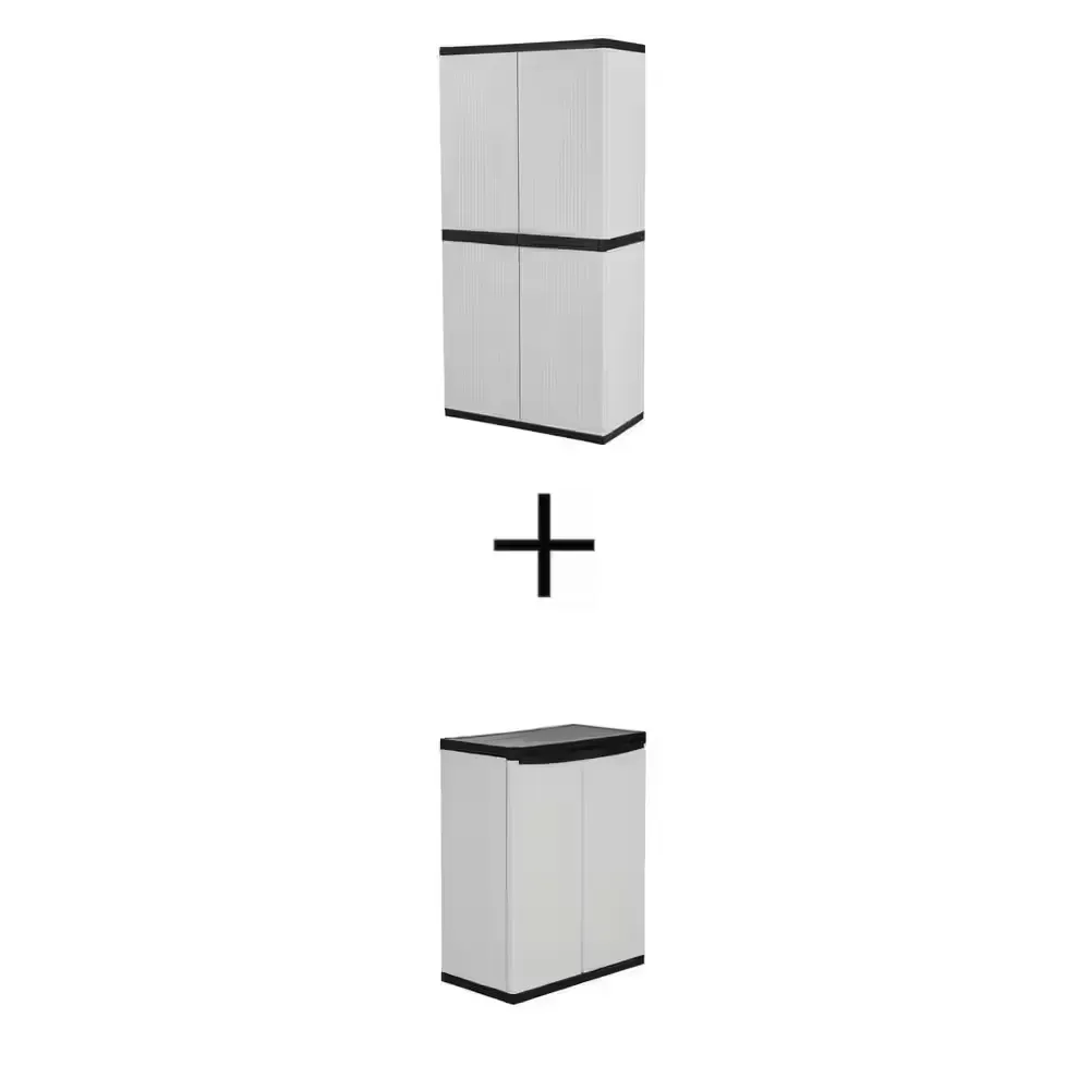 Premium Grey Resin Freestanding Cabinet Combo: 35 in.x71.7 in.x18.5 in. 4-Shelf & 26.9 in.x33.8 in.x15.8 in. 2-Shelf - image 1