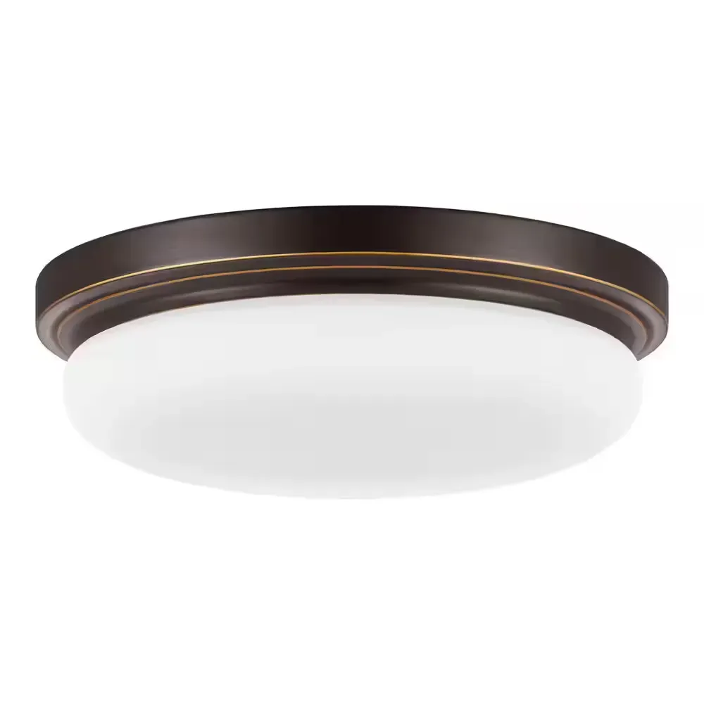 ***It is missing the top cove*** l lChilton 15 in. Light Oil-Rubbed Bronze Adjustable CCT Integrated LED Ceiling Flush Mount Fixture with Glass Shade - image 1
