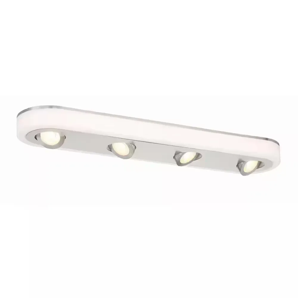 Modern 4-Light LED Adjustable Spotlight Ceiling Fixture (Pivot 32 in. Transitional Brushed Nickel Selectable CCT Integrated LED Flush Mount for Kitchens) - image 1