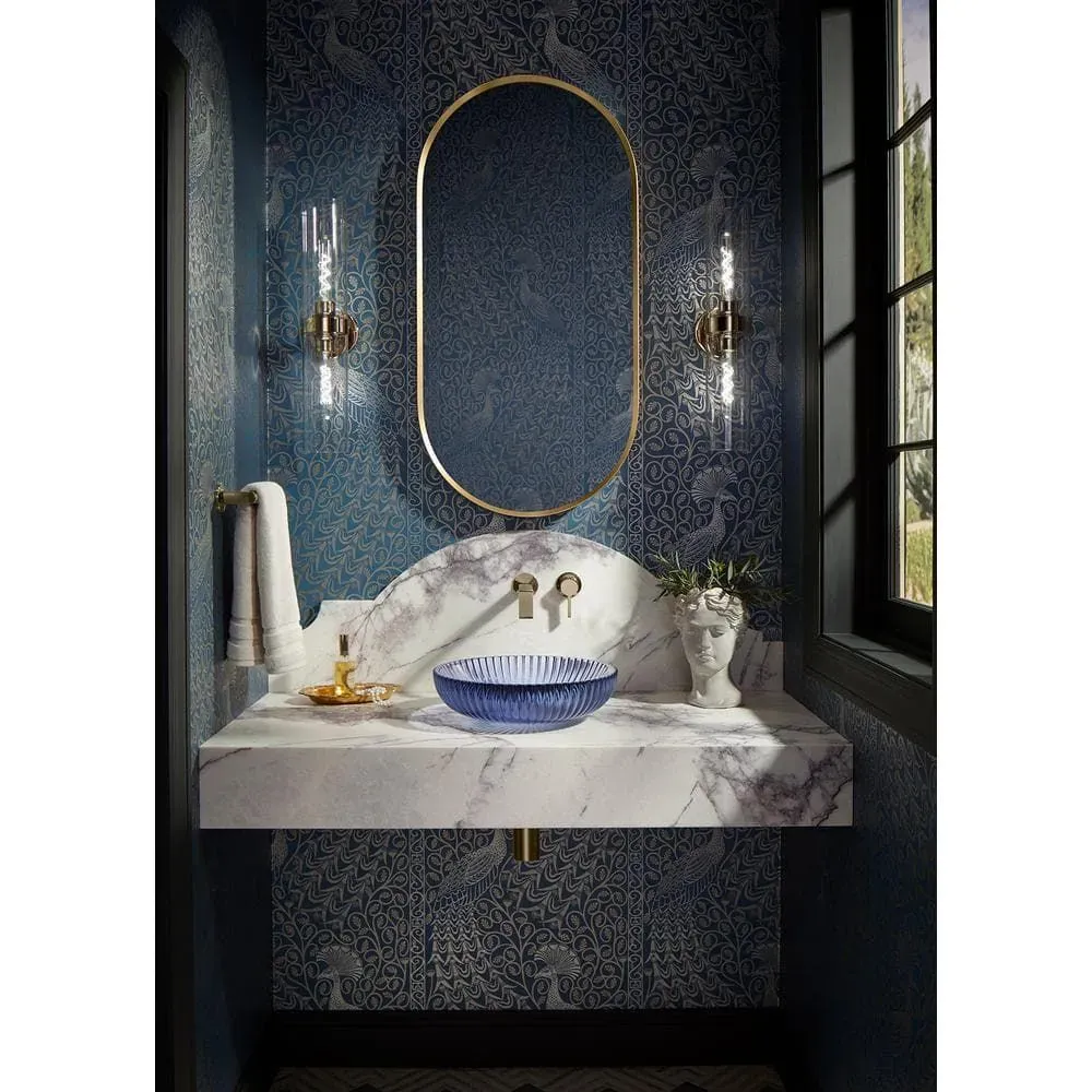 KOHLER Verdera 20 in. W x 40 in. H Capsule Oval Framed Medicine Cabinet with Mirror in Moderne Brushed Gold - image 1