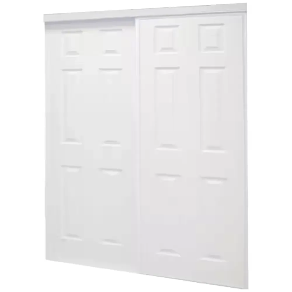 Contractors Wardrobe 72 in. x 81 in. Colonial White Prefinished Hardboard Panels Steel Framed Interior Sliding Door - image 1