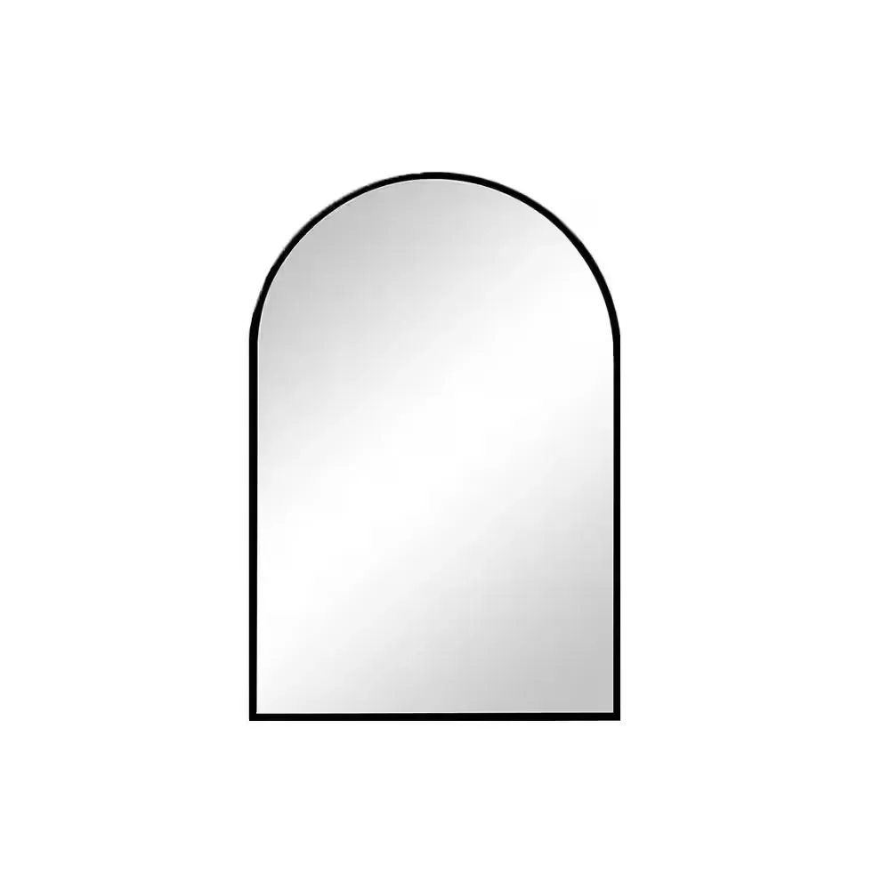 22 in. W x 30 in. H Arched Framed Wall Bathroom Vanity Mirror in Black with Metal Frame - image 1