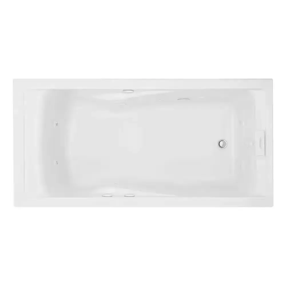 EverClean 72 in. x 36 in Acrylic Rectangular Drop-in Whirlpool Bathtub with Reversible Drain in White - image 1