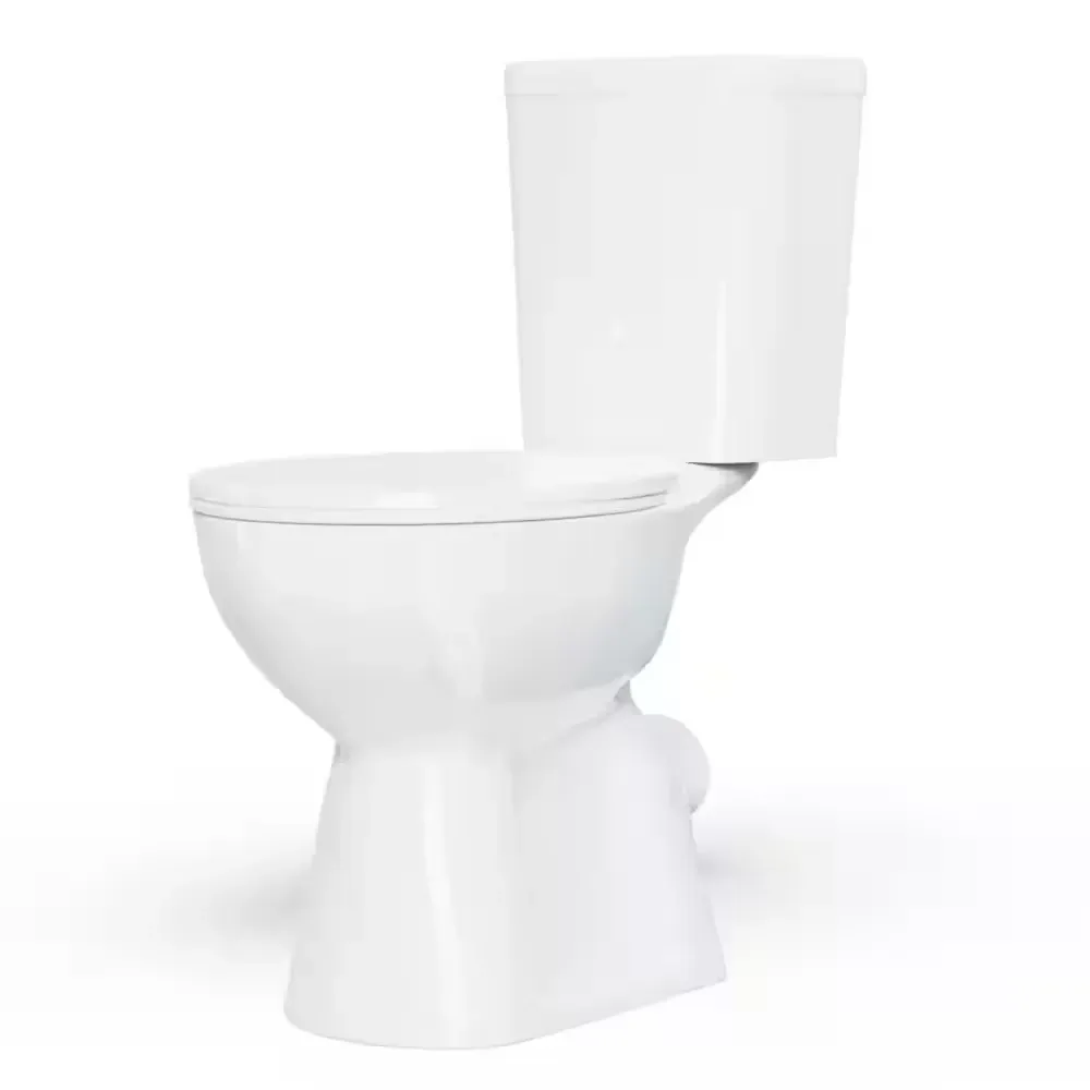 19 in. 2-Piece 1.0/1.6 GPF Rear-Outlet Dual Flush Round High Toilet in White (Seat Included) - image 1