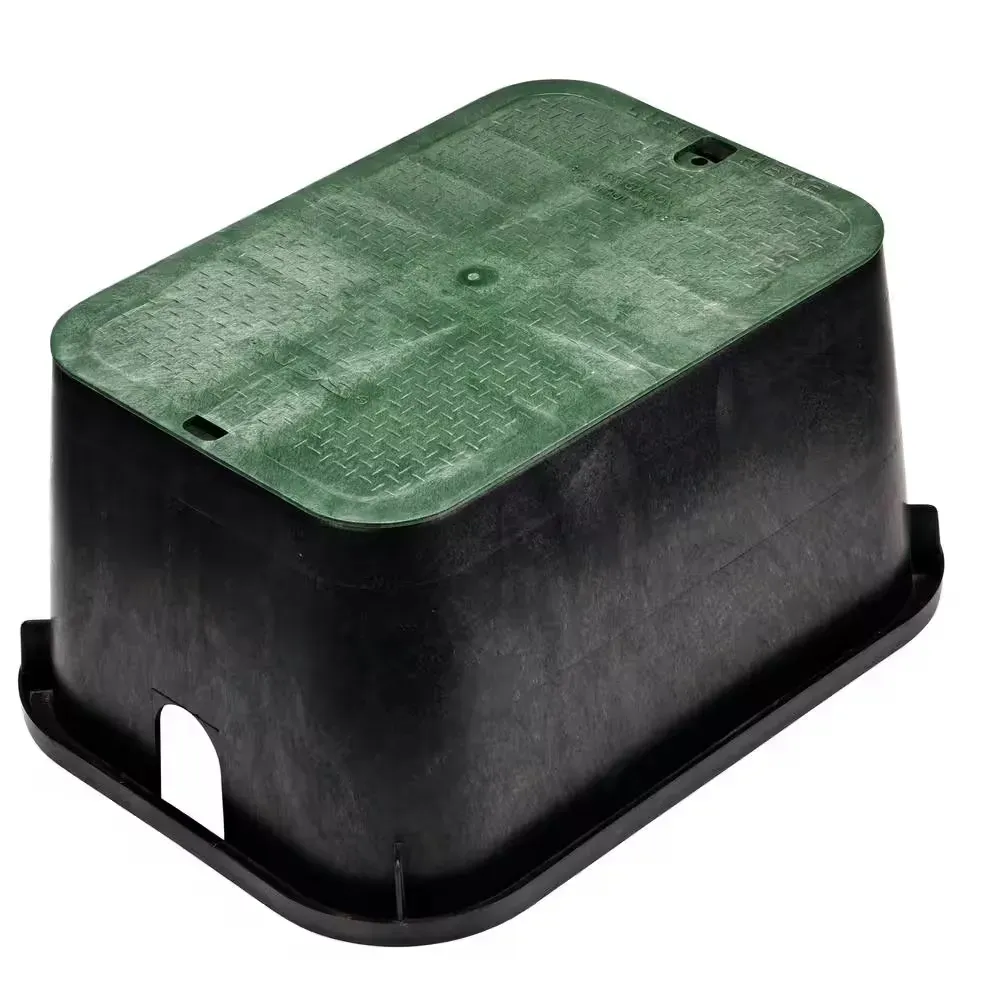 15 in. X 22 in. Rectangular Jumbo Valve Box and Cover, 12 in. Height, Black Box, Green ICV Cover - image 1