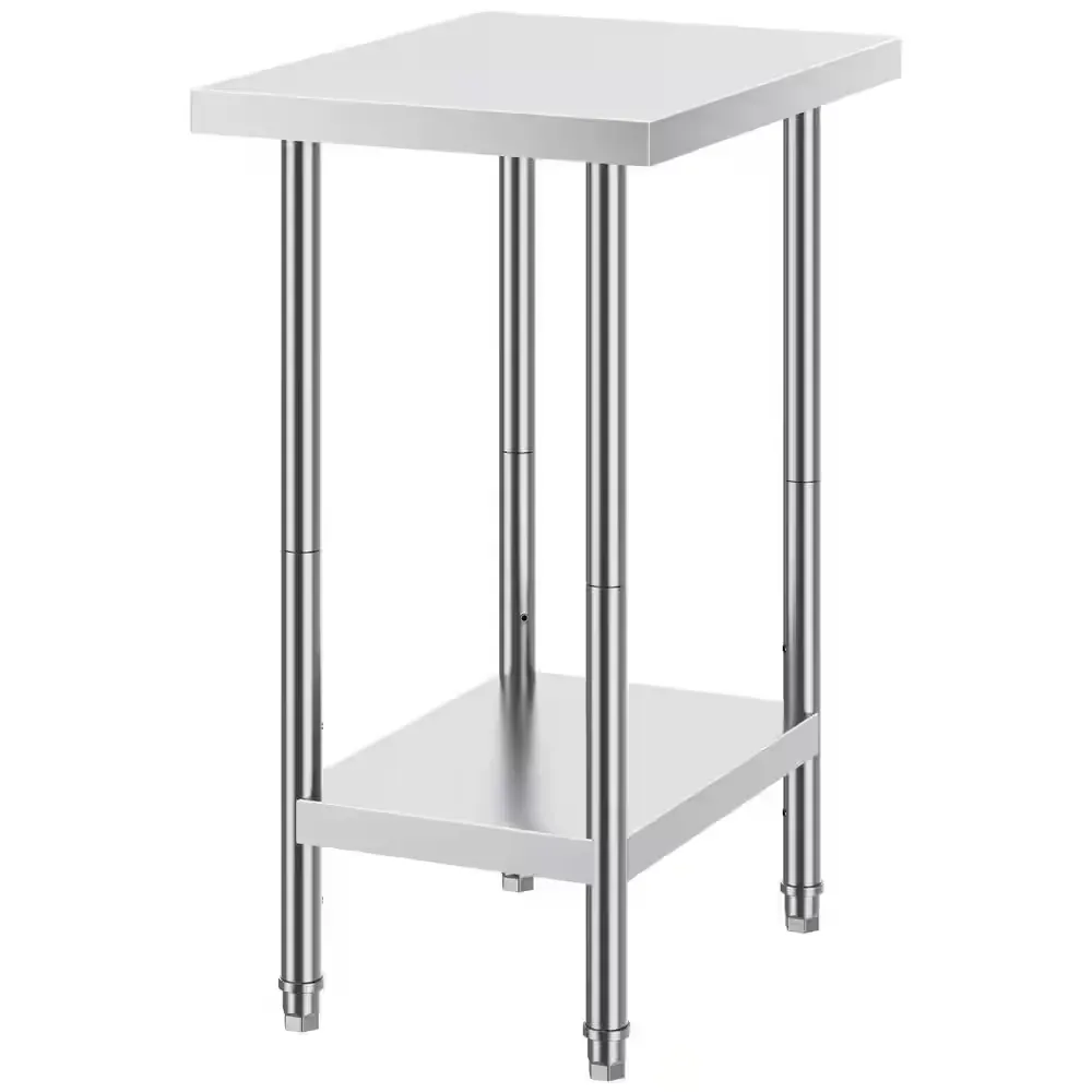 Stainless Steel Prep Table, 24 x 18 x 34 In. 640 lbs. Load Capacity, Silver Kitchen Prep Table with 3 Adjustable Height - image 1