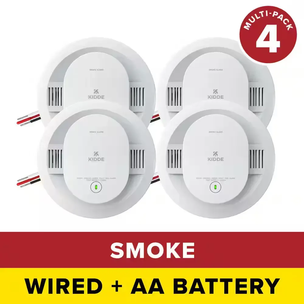 Hardwired Interconnected Smoke Detector with Photoelectric Sensor (4-Pack), 20SAR - image 1