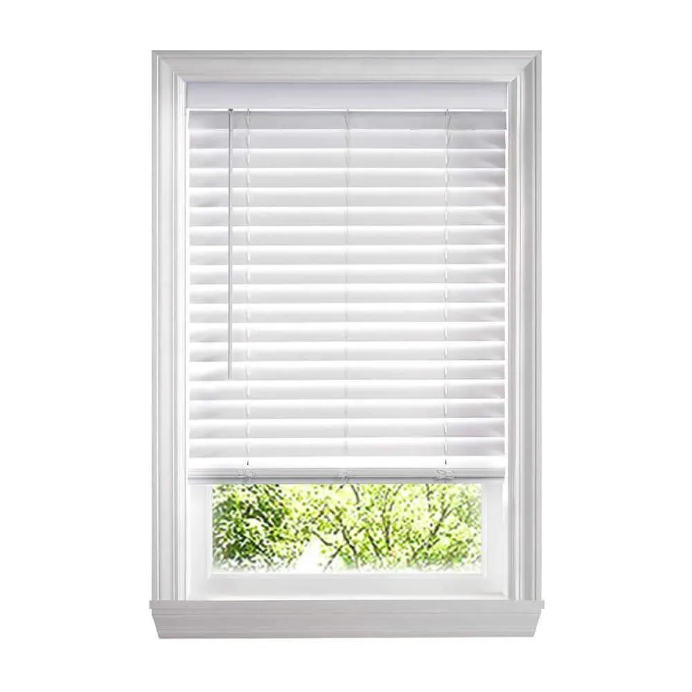 Home Decorators Collection White Cordless Faux Wood Blinds for Windows with 2 in. Slats - 72 in. W x 48 in. L (Actual Size 71.5 in. W x 48 in. L) - image 1