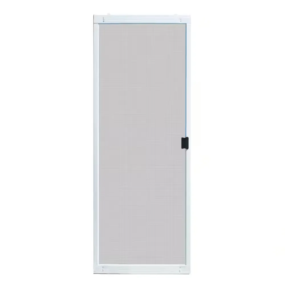 30 in. x 80 in. Adjustable Fit White Metal Steel Sliding Patio Screen Door - image 1