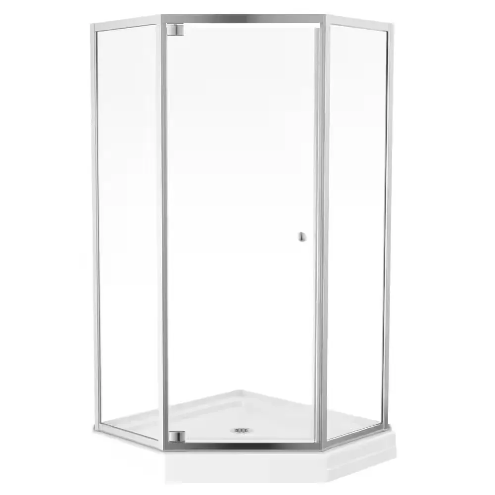 Foundations 38 in. L x 38 in. W x 74 in. H Corner Shower Kit with Pivot Framed Shower Door and Shower Pan - image 1