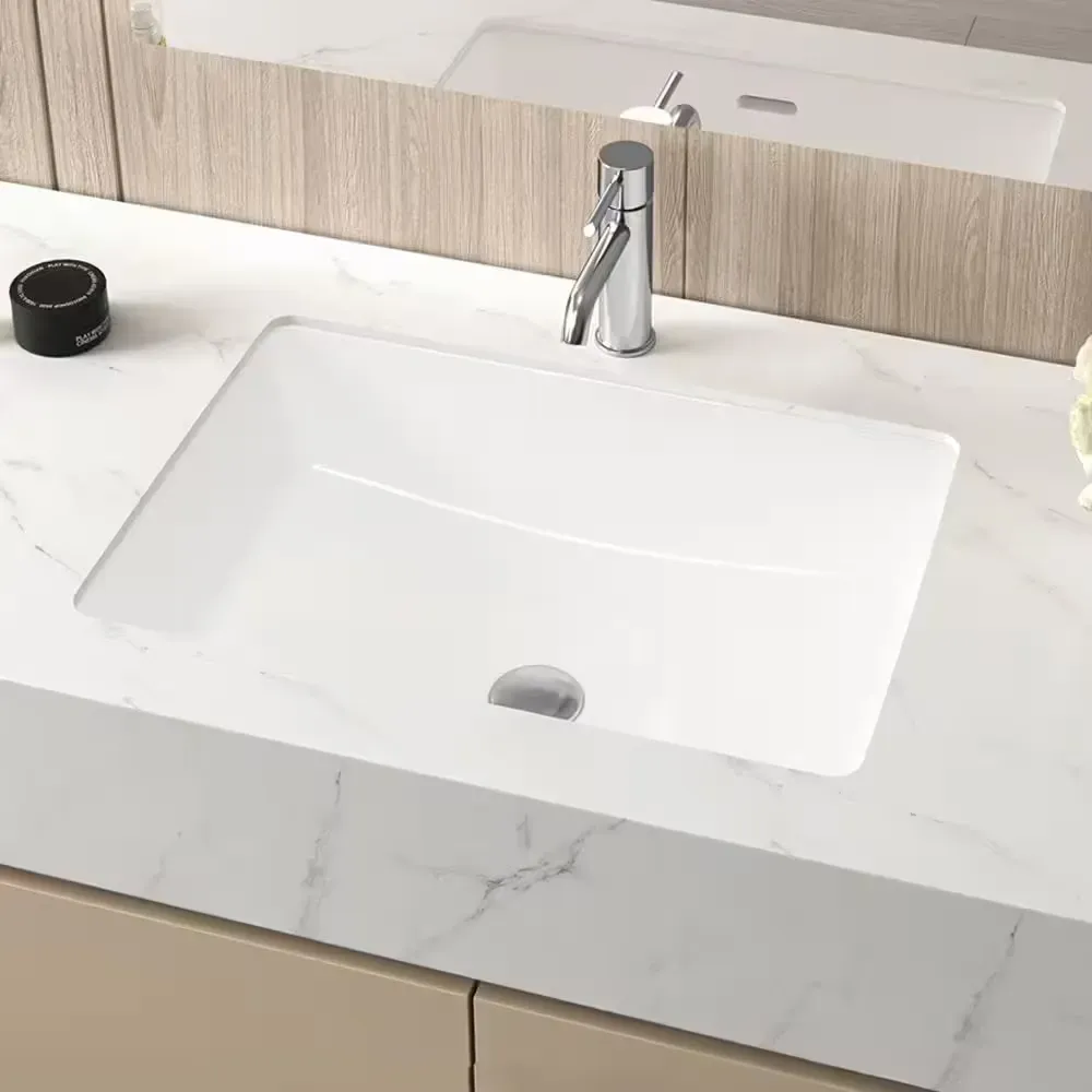 22 in. Ceramic Rectangular Undermount Bathroom Sink in White with Overflow Drain - image 1