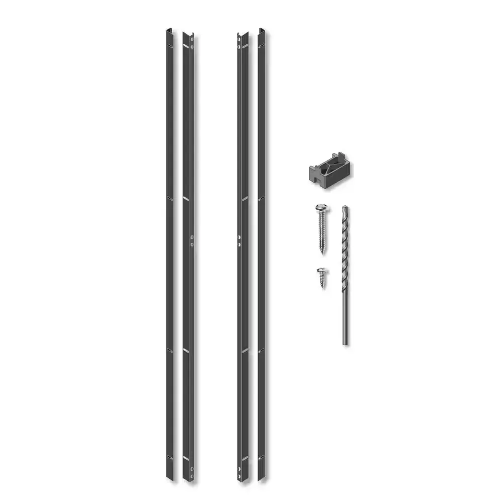 72 in. Black Galvanized Steel Adjustable Slat Fence Frame Kit - image 1