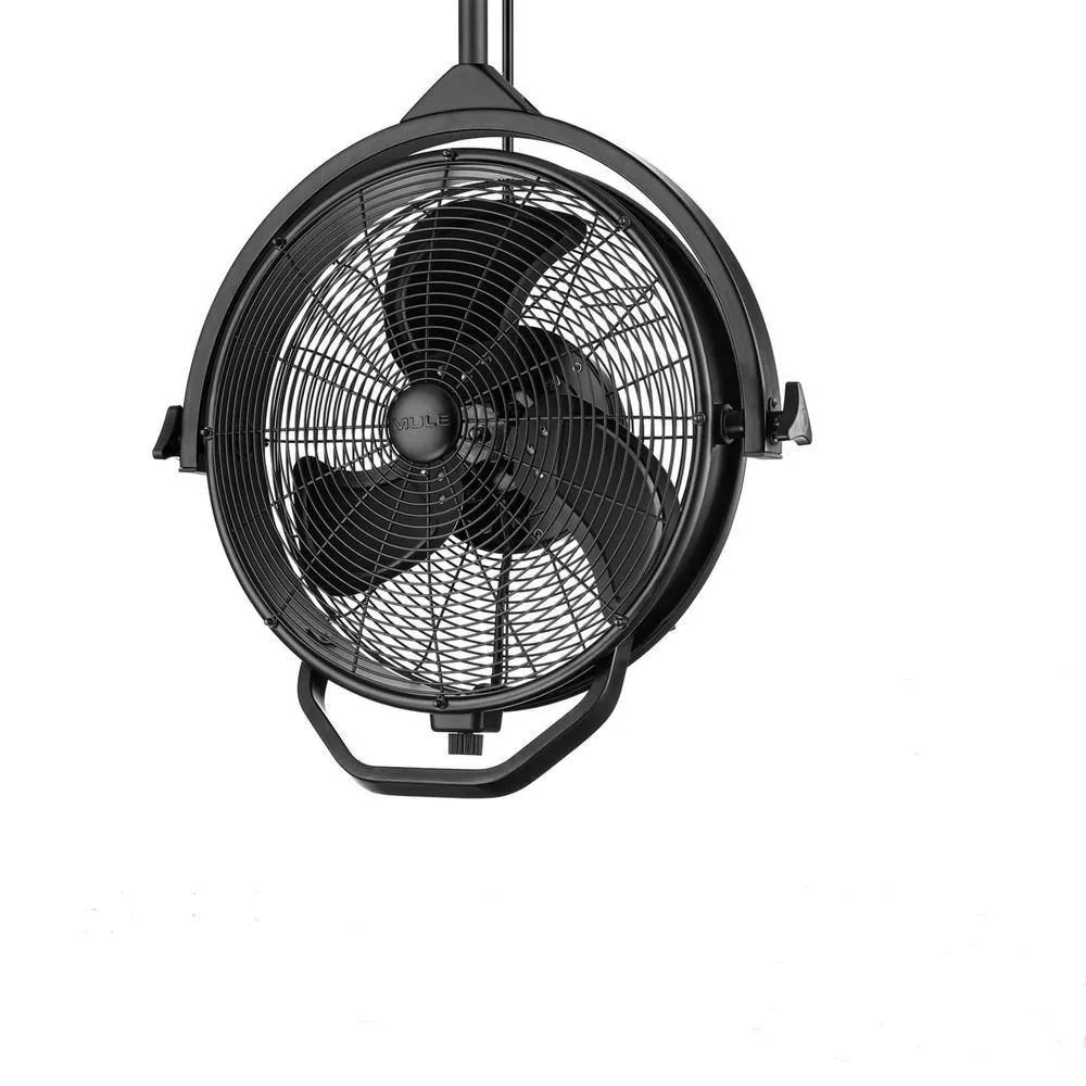 MULE Ceiling Mount Fan XL Indoor or Outdoor Matte Black 18 in. 3-Speed High Velocity Max. 5400 CFM, Downrod Included - image 1
