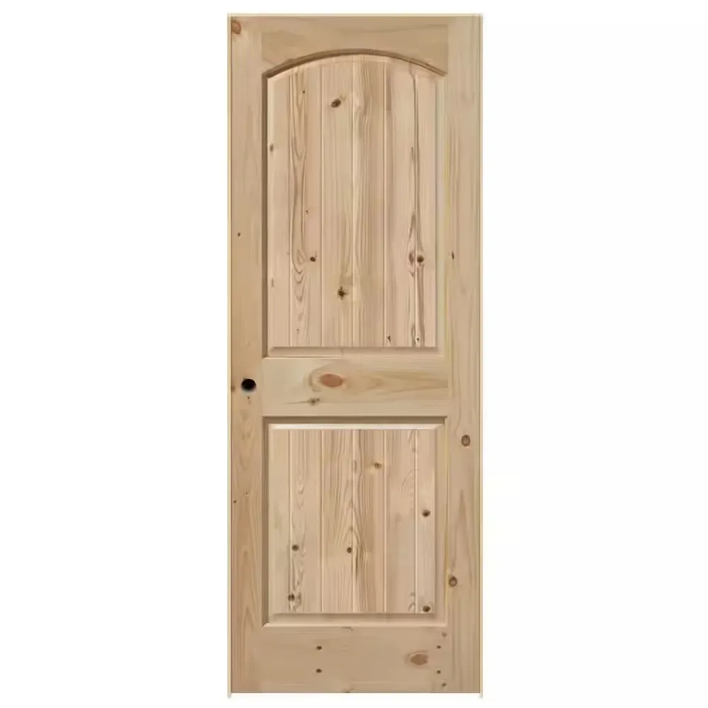 32 in. x 80 in. 2 Panel Left-Handed Unfinished Wood Solid Core Single Prehung Interior Door 4-9/16 in. Flat Jamb - image 1