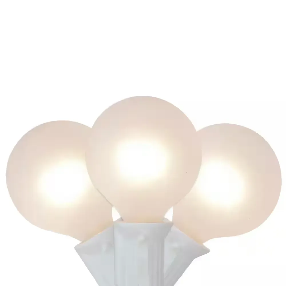 *** Pack of 15 *** 9 ft. 10-Light Frosted White G50 Globe Christmas Light Set with White Wire - image 1