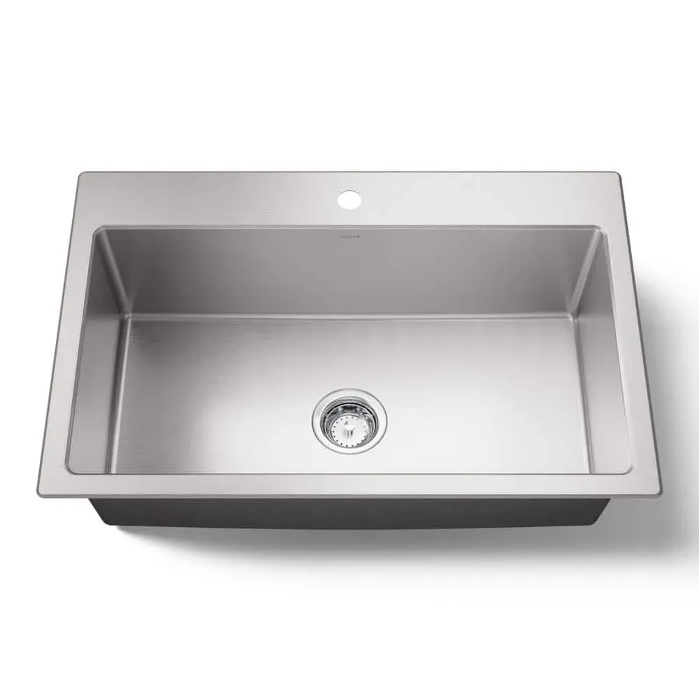 KOHLER Cursiva Stainless Steel 33 in. Single Bowl Drop-in Kitchen Sink - image 1