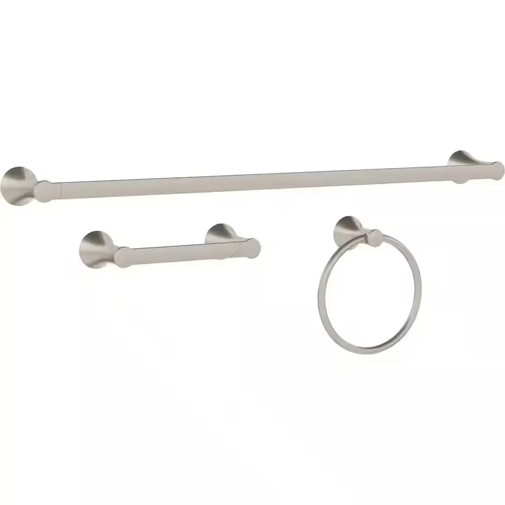 Greydon 3-Piece Bath Hardware Set w/18 in . Towel Bar w/6 in. extender, Toilet Paper Holder, Towel Ring, Brushed Nickel - image 1
