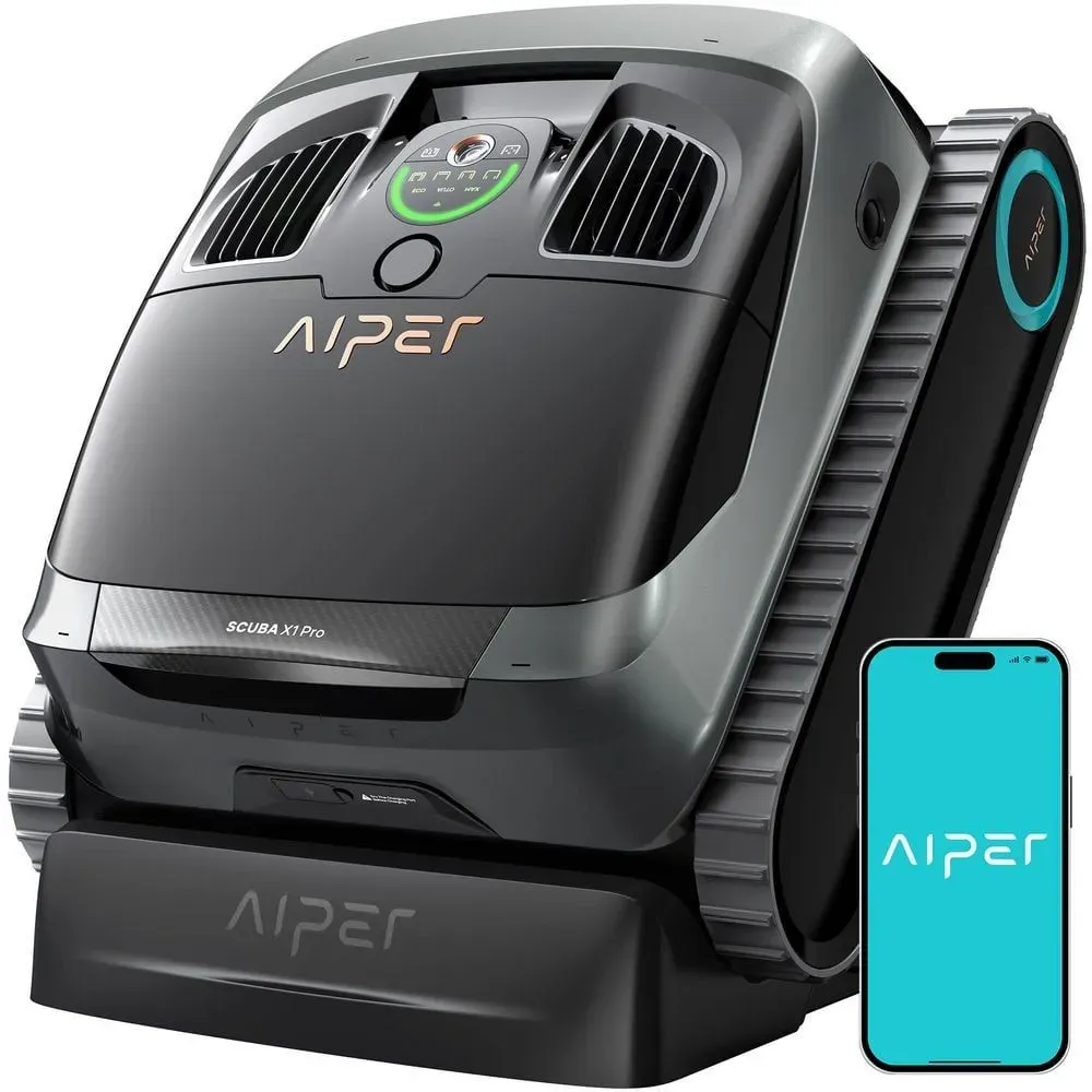 AIPER Scuba X1 Pro: Smart Robotic Pool Vacuum with 360° Mapping, MicroMesh Filtration, 6600GPH Suction-Gray - image 1