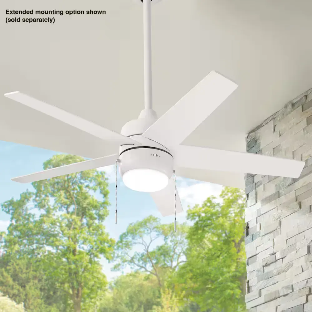 Mena 44 in. LED Indoor/Outdoor Matte White Ceiling Fan with Light Kit and Reversible Blades Included - image 1