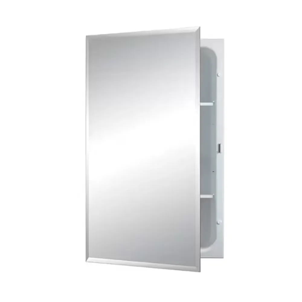 Horizon 16 in. W x 26 in. H Medium Rectangular Steel Recessed Medicine Cabinet with Beveled Mirror in White - image 1
