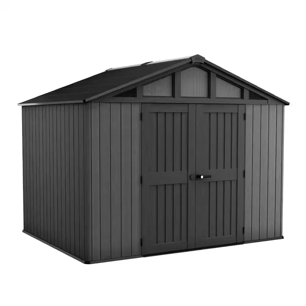 Stronghold 2.0 10 ft. W x 8 ft. D Resin Plastic Shed with Floor (74 sq. ft.) in Grey - image 1