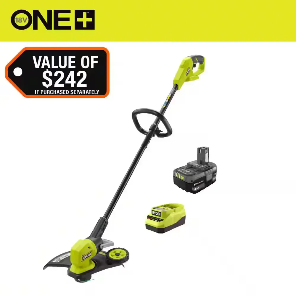 ONE+ 18V 13 in. Cordless Battery String Trimmer/Edger with 4.0 Ah Battery and Charger - image 1