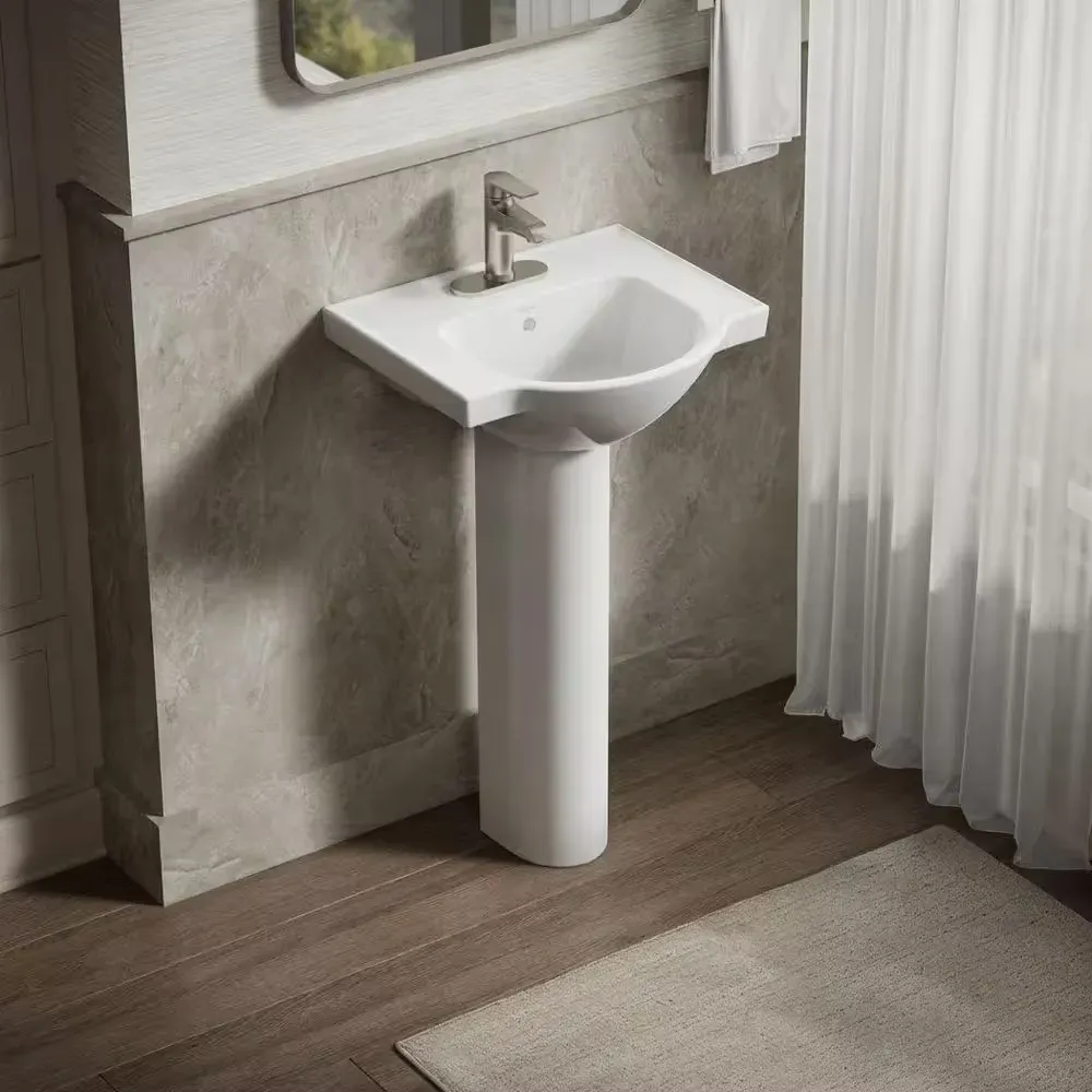 Veer 21 in. x 18.25 in. Pedestal Bathroom Sink in White Vitreous China - image 1