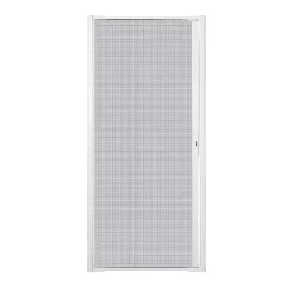 36 in. x 84 in. LuminAire White for Single Entry Door 32 in.-36 in. Universal Handed Aluminum Retractable Screen Door - image 1