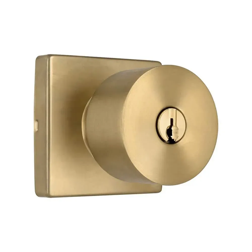 Home Decorators Collection Ridgeway Brushed Gold Keyed Entry Door Knob with Square Rose Featuring Dual Keyway - image 1