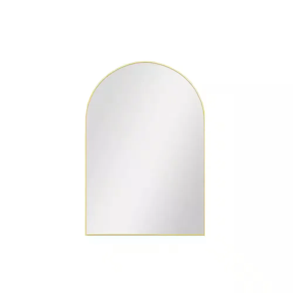 22 in. W x 30 in. H Arched Framed Wall Bathroom Vanity Mirror in Gold with Metal Frame - image 1