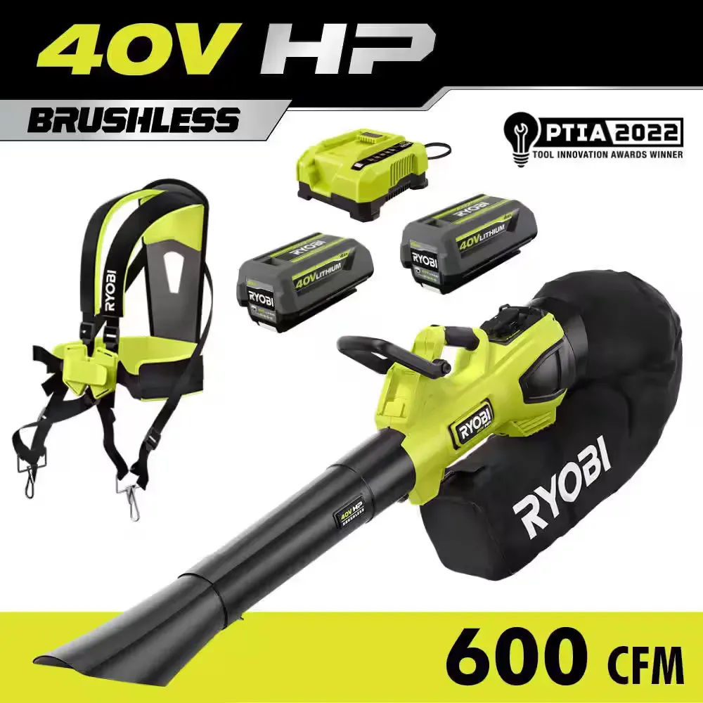 40V HP Brushless 100 MPH 600 CFM Cordless Leaf Blower/Mulcher/Vacuum with (2) 4.0 Ah Batteries and Charger - image 1