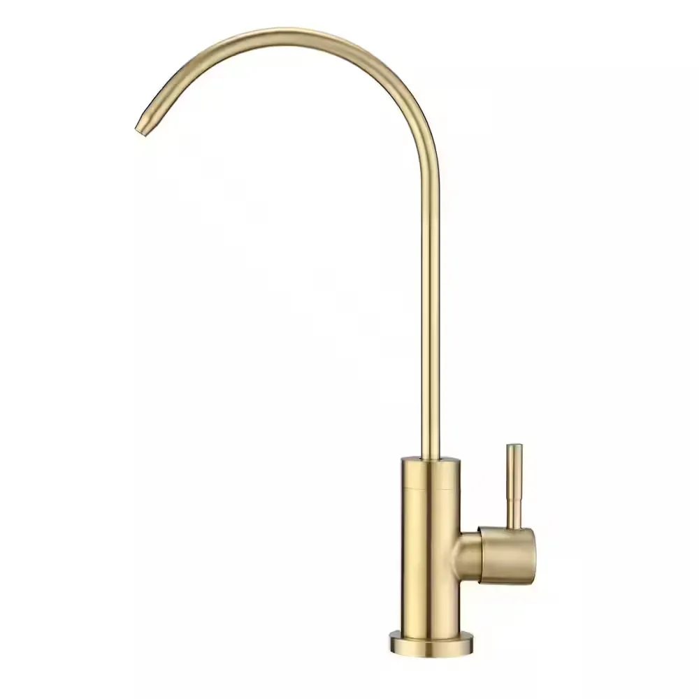 Modern Gooseneck Water Filter Faucet in Brushed Gold - image 1