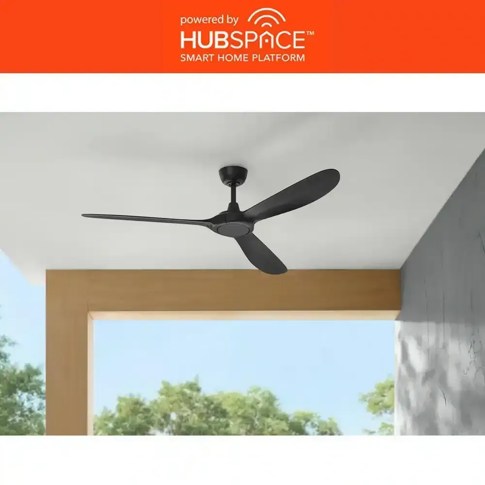 Tager 60 in. Smart Indoor/Outdoor Matte Black with Matte Black Blades Ceiling Fan with Remote Powered by Hubspace - image 1
